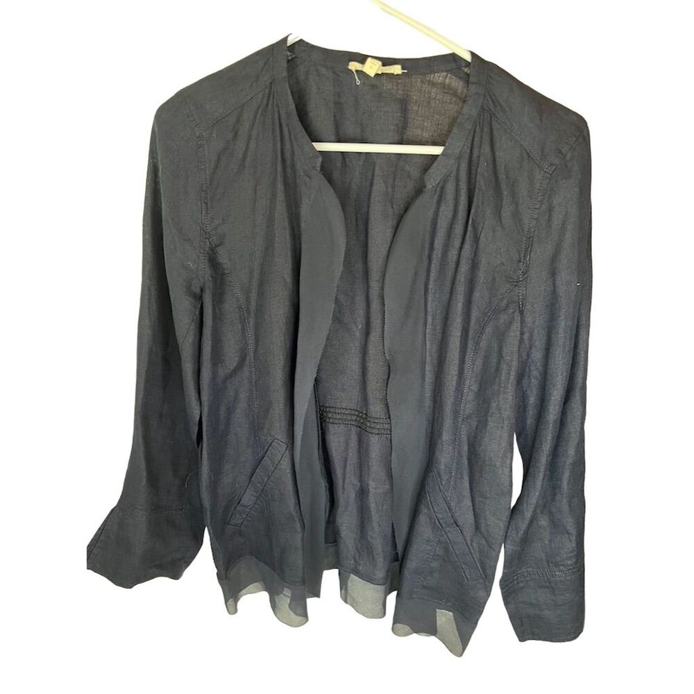 Eileen Fisher Women's Gray Linen Blend Open Cardigan Jacket Size S Long …